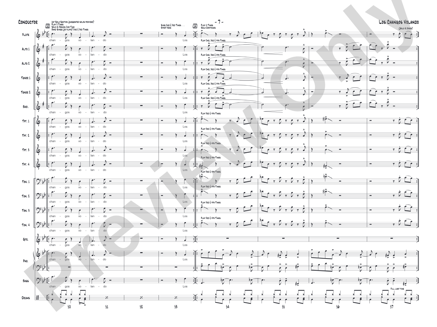 Los changos volando: Jazz Ensemble Conductor Score & Parts