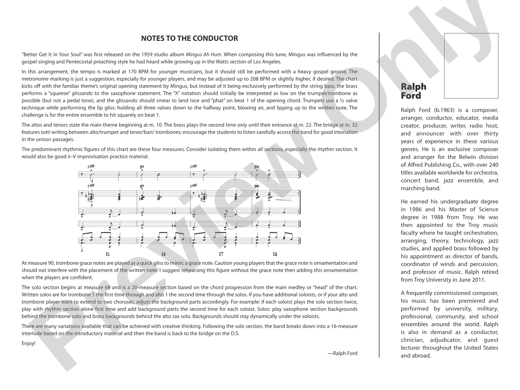 Better Get It in Your Soul: Jazz Ensemble Conductor Score & Parts