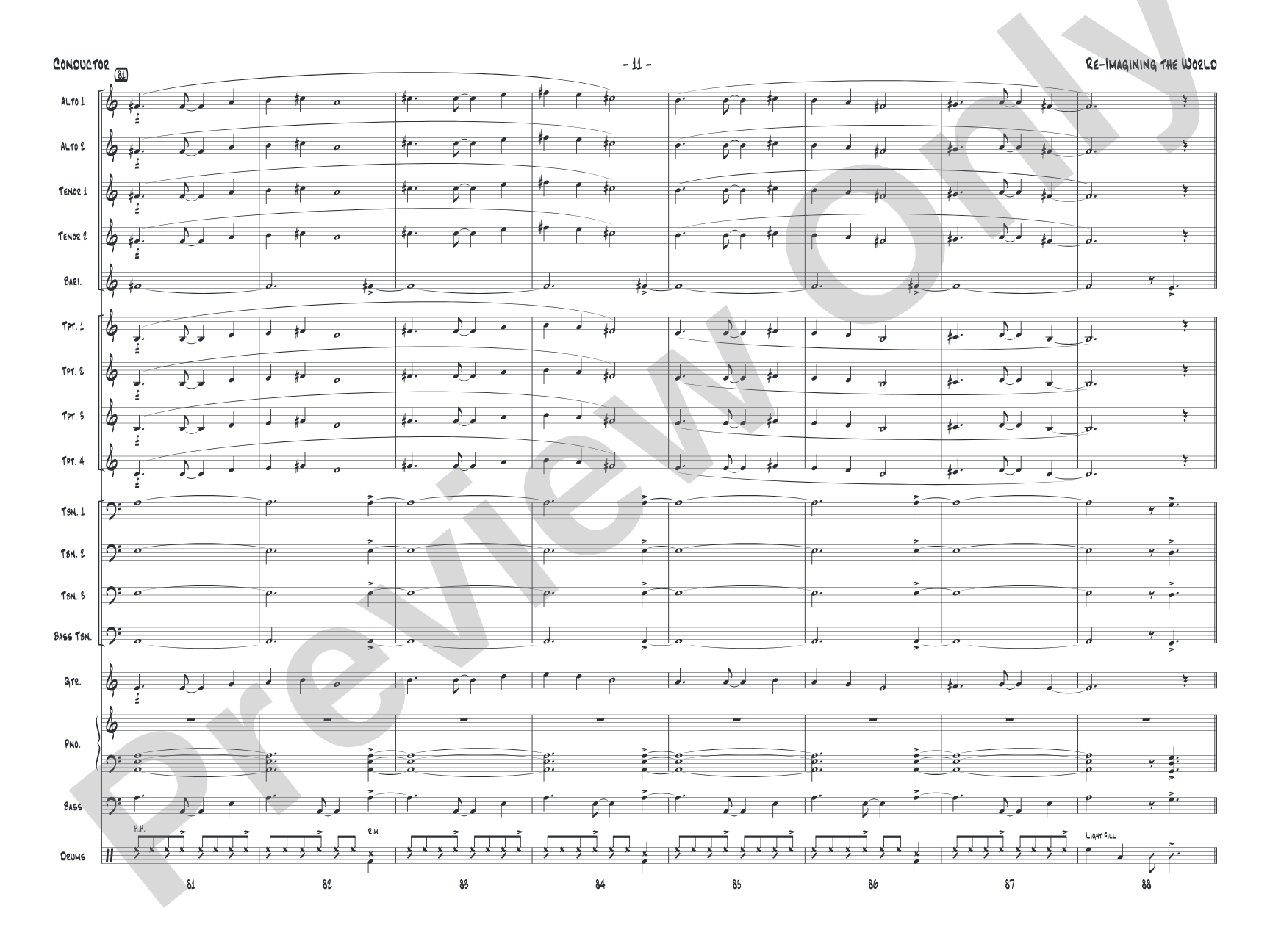 Re-Imagining the World: Jazz Ensemble Conductor Score & Parts