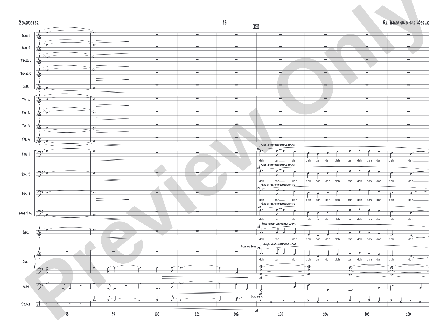 Re-Imagining the World: Jazz Ensemble Conductor Score & Parts
