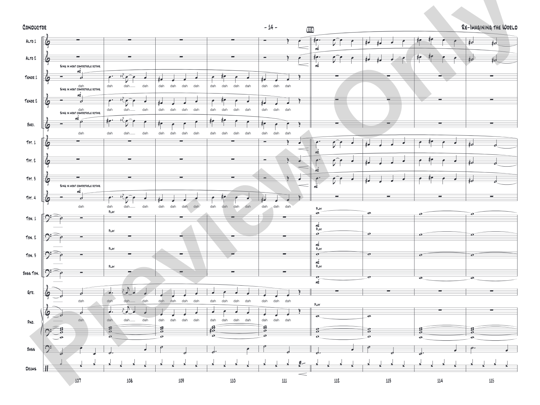 Re-Imagining the World: Jazz Ensemble Conductor Score & Parts