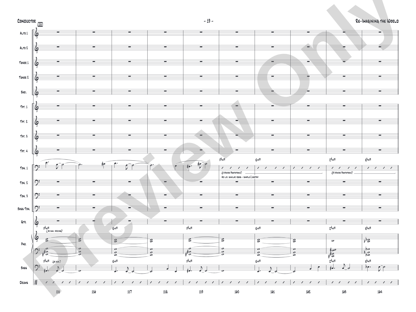 Re-Imagining the World: Jazz Ensemble Conductor Score & Parts