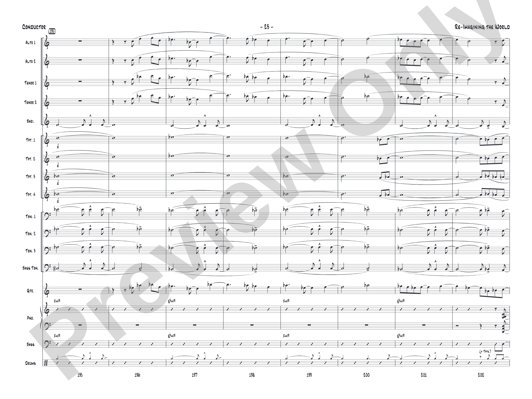 Re-Imagining the World: Jazz Ensemble Conductor Score & Parts