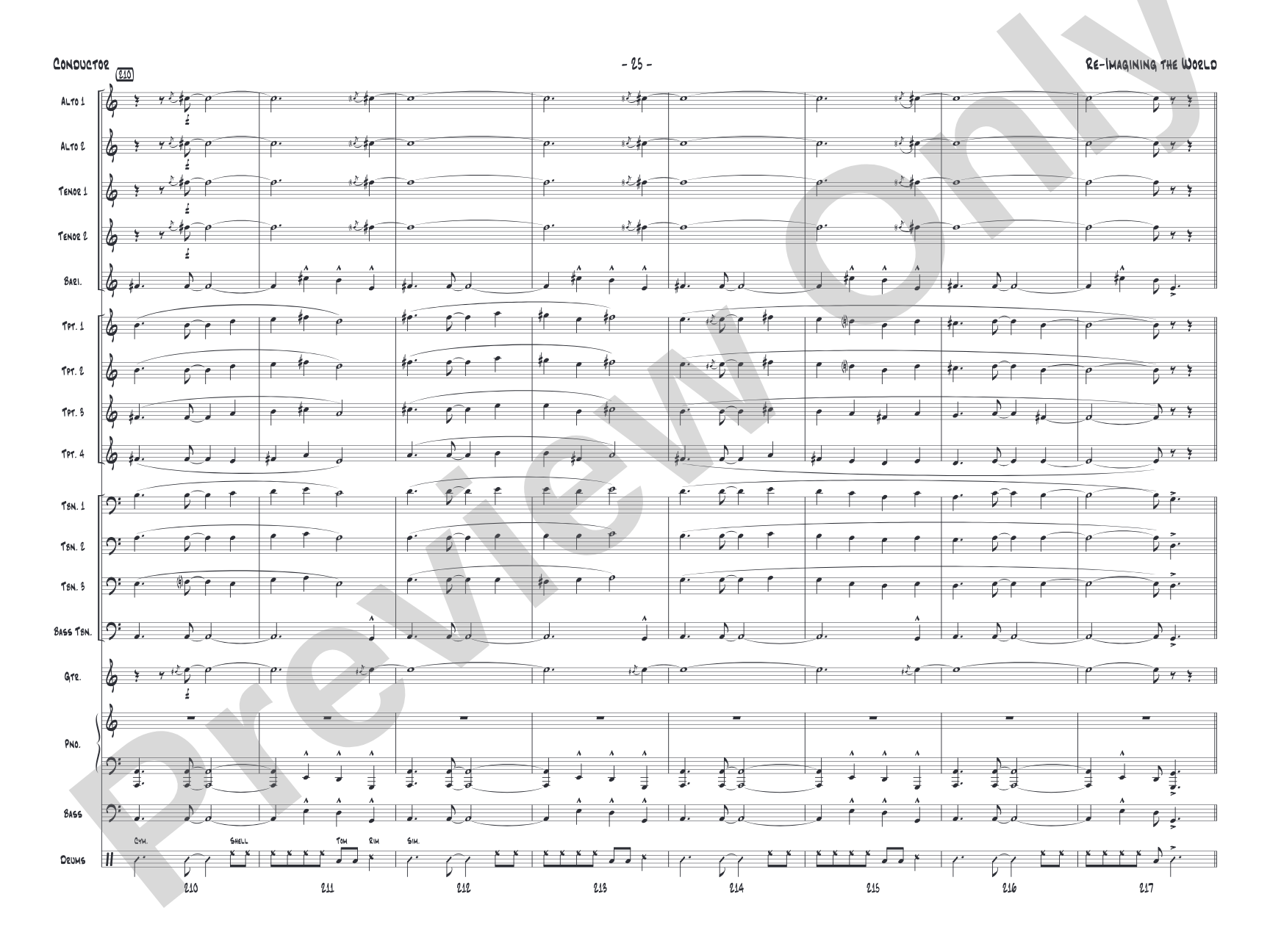 Re-Imagining the World: Jazz Ensemble Conductor Score & Parts