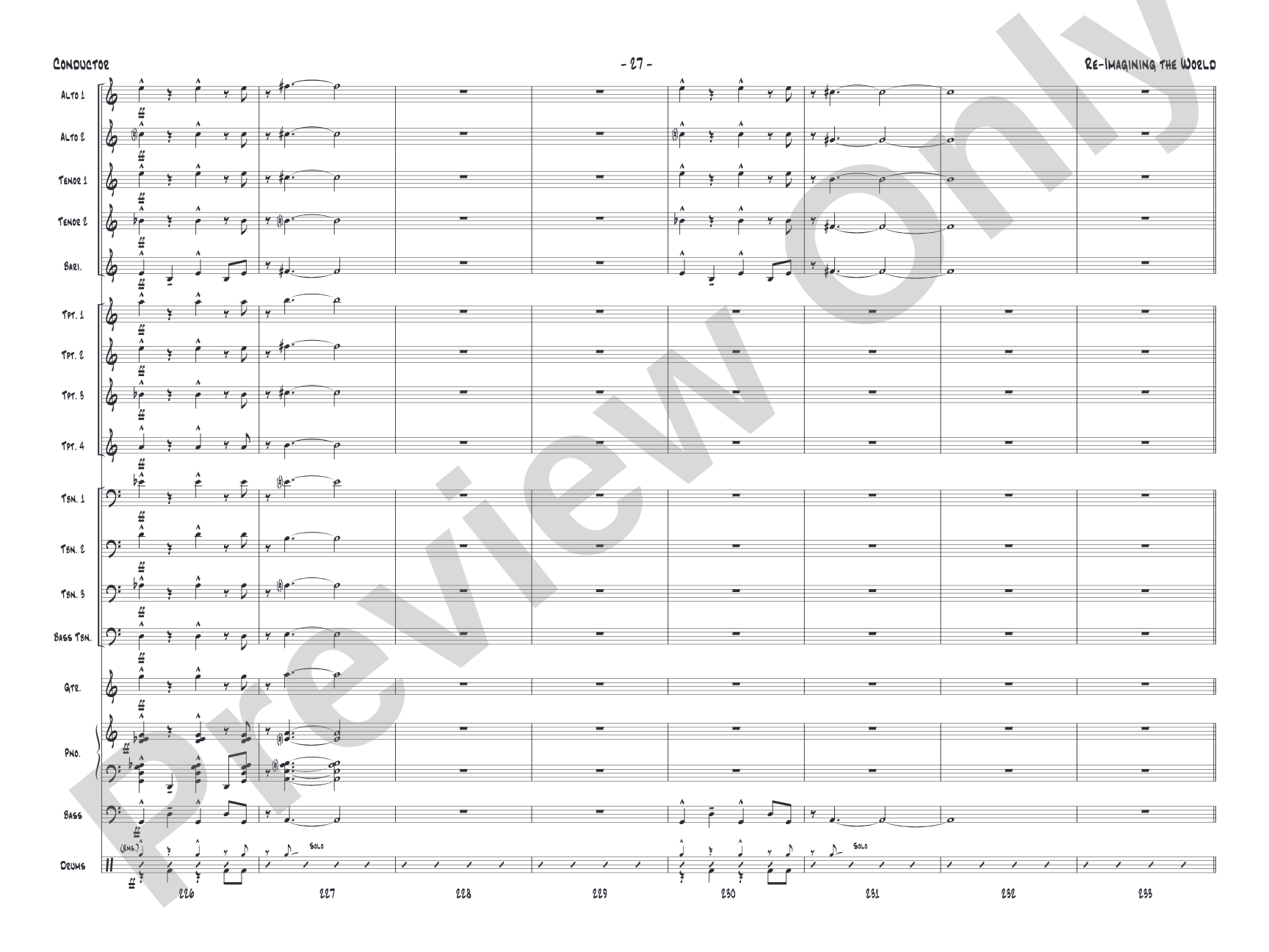 Re-Imagining the World: Jazz Ensemble Conductor Score & Parts