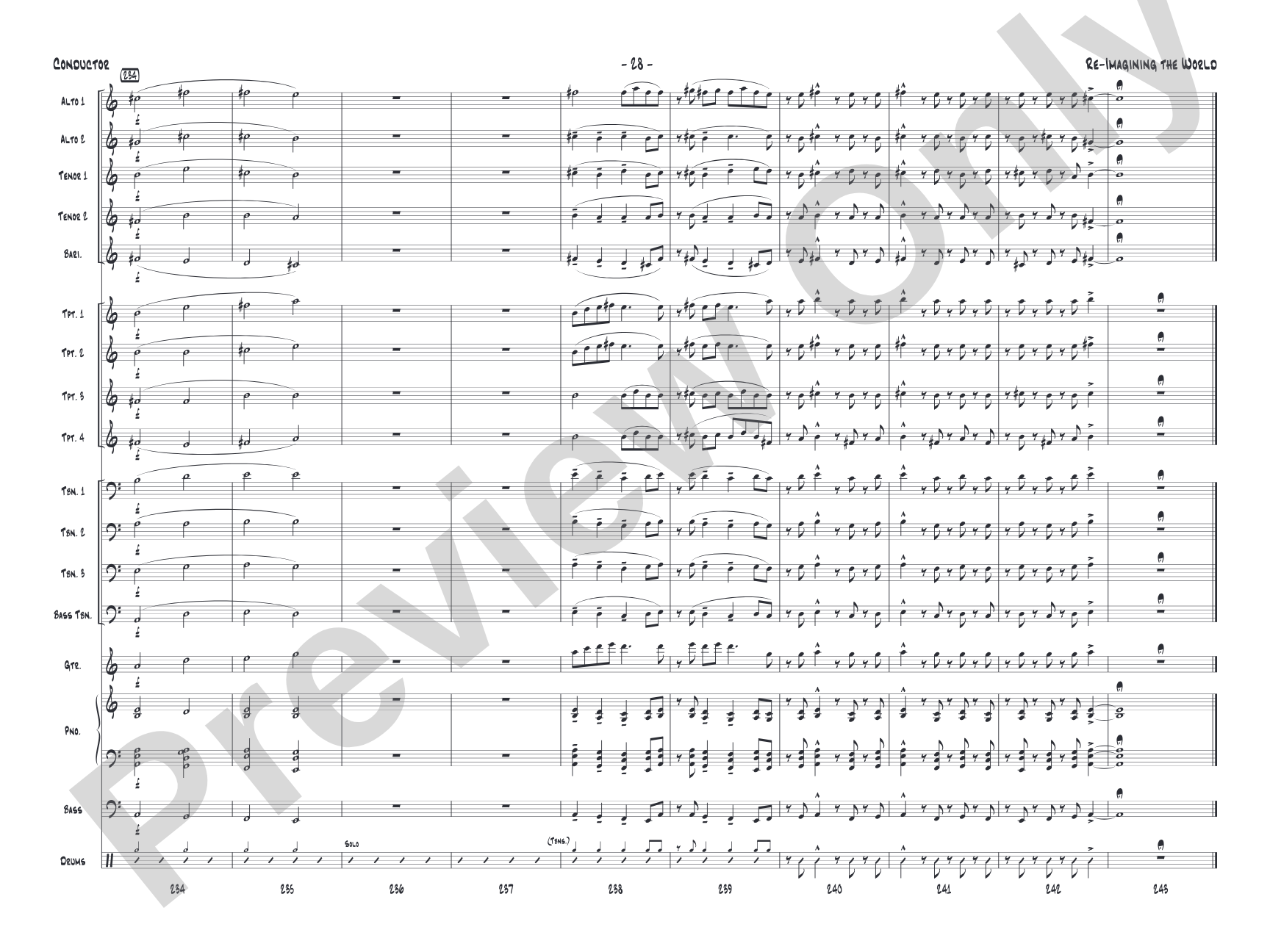 Re-Imagining the World: Jazz Ensemble Conductor Score & Parts