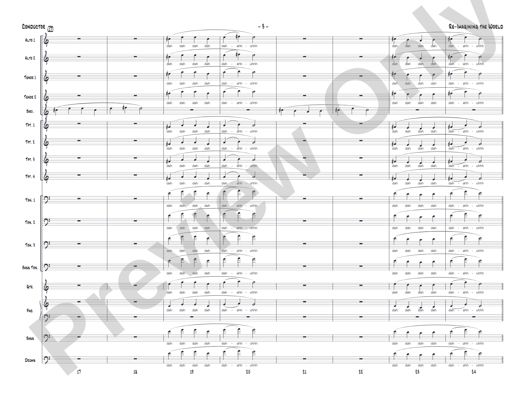 Re-Imagining the World: Jazz Ensemble Conductor Score & Parts