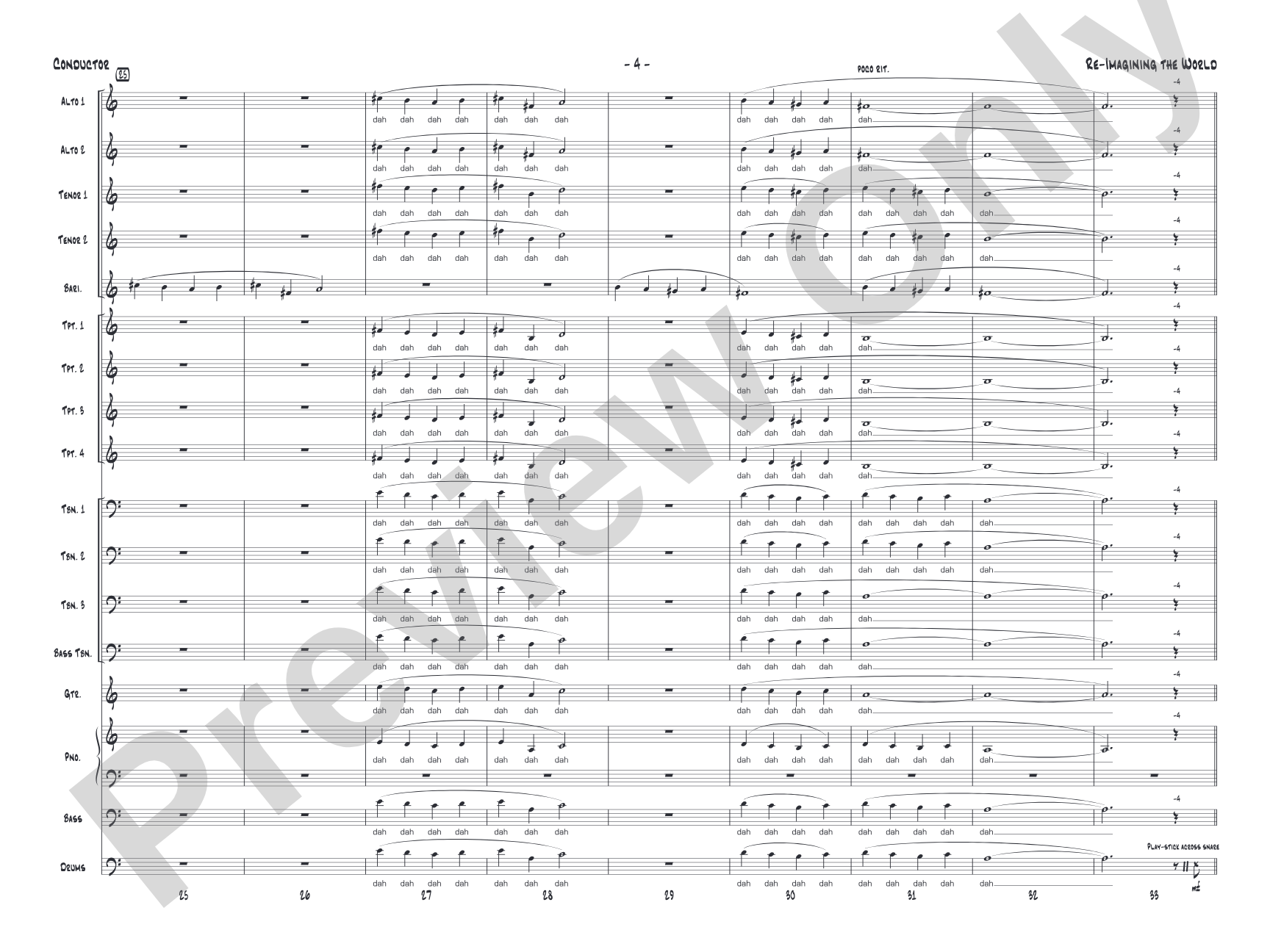 Re-Imagining the World: Jazz Ensemble Conductor Score & Parts