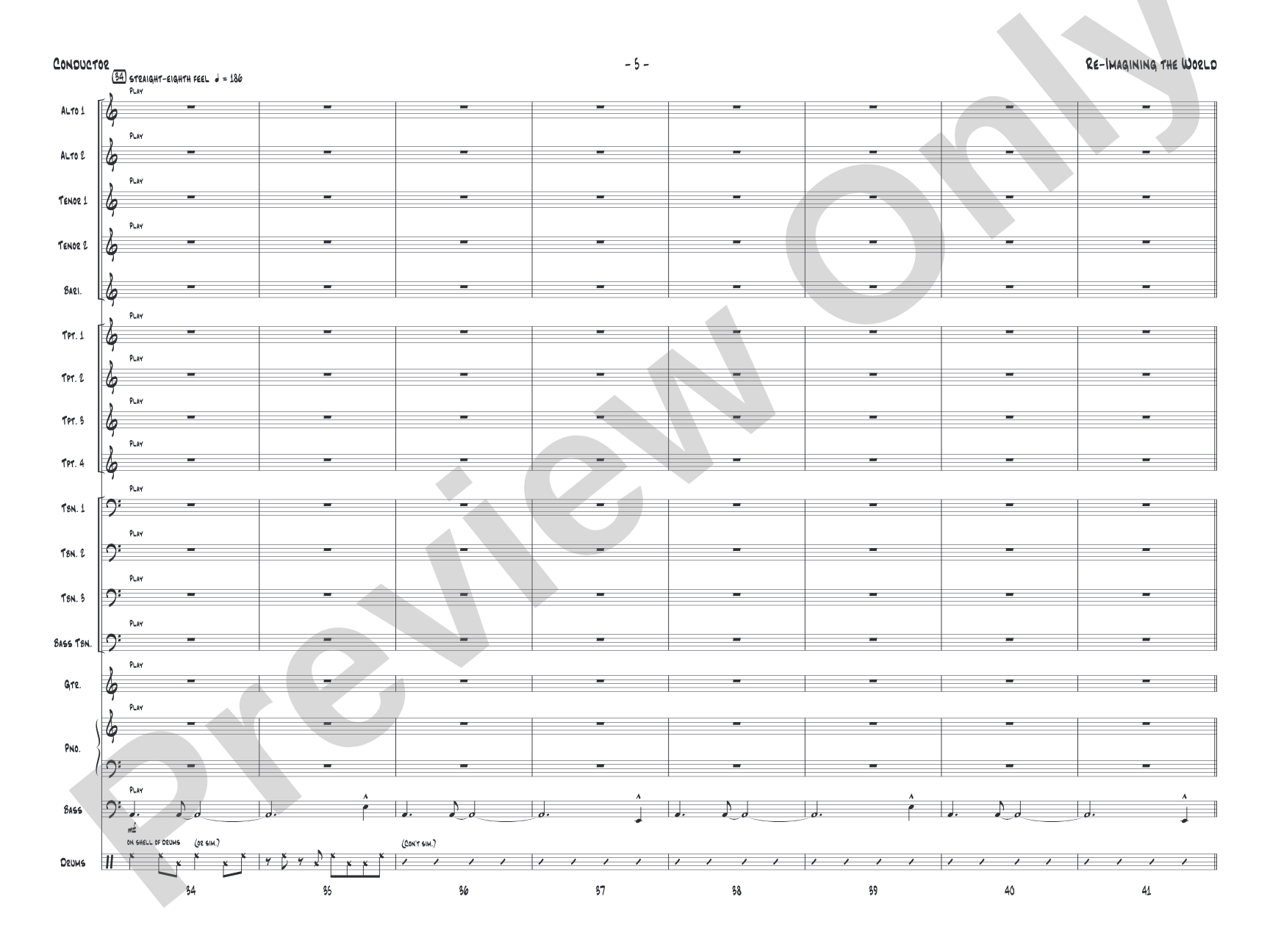 Re-Imagining the World: Jazz Ensemble Conductor Score & Parts
