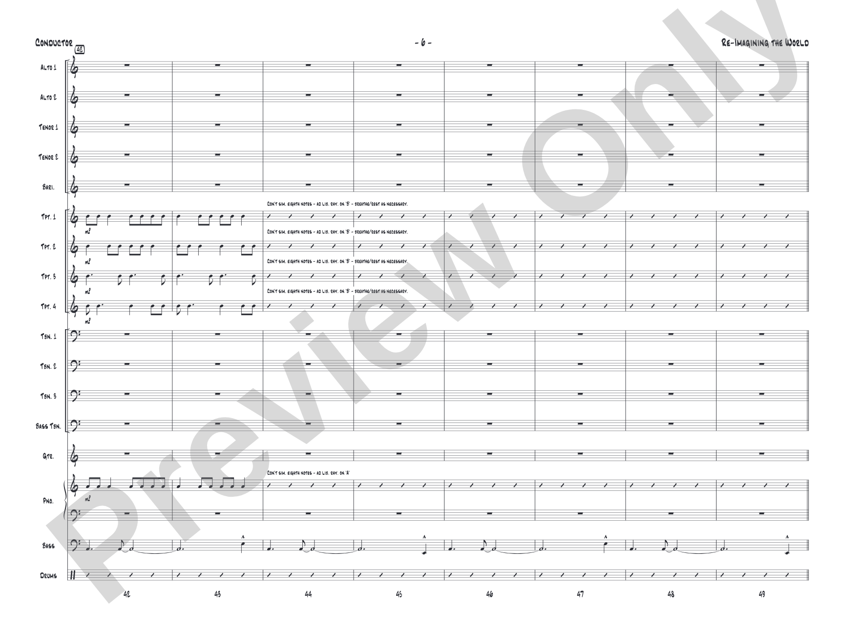 Re-Imagining the World: Jazz Ensemble Conductor Score & Parts