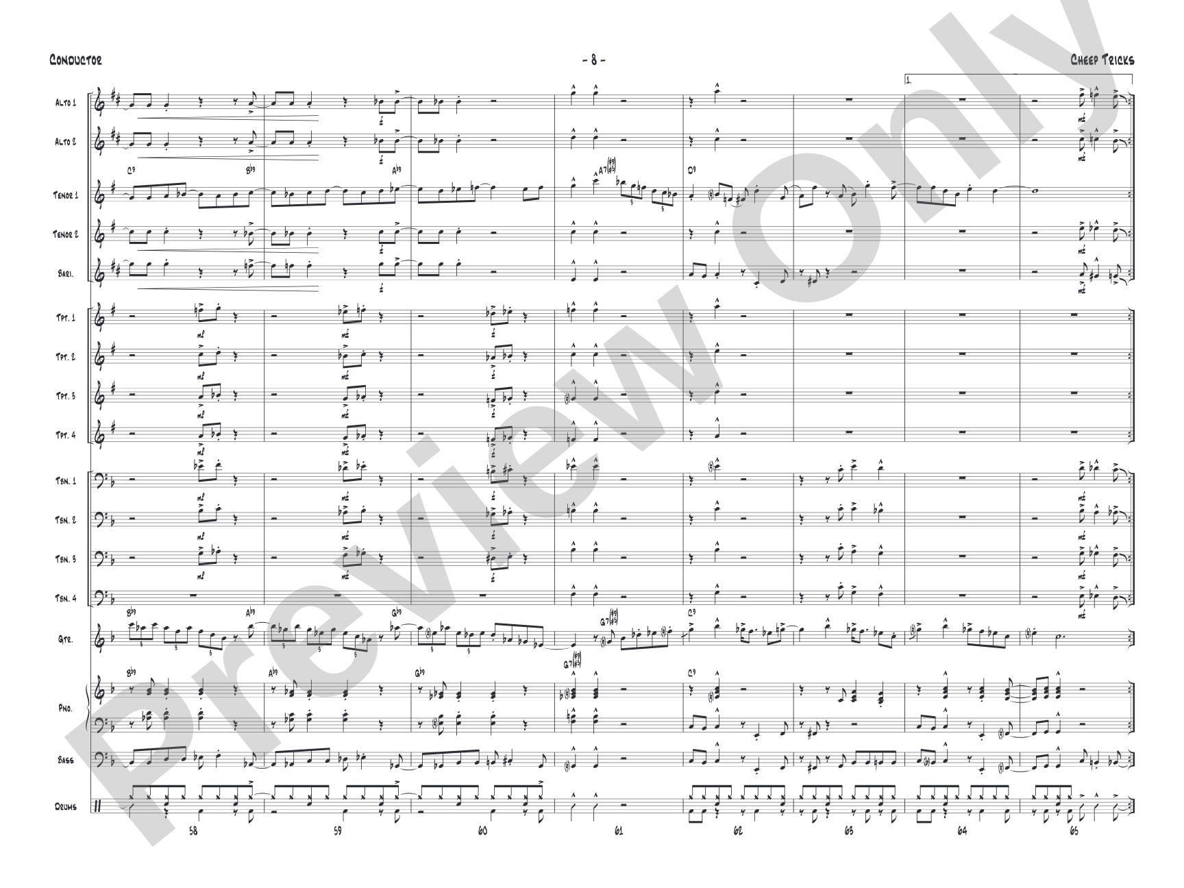 Cheep Tricks: Jazz Ensemble Conductor Score & Parts