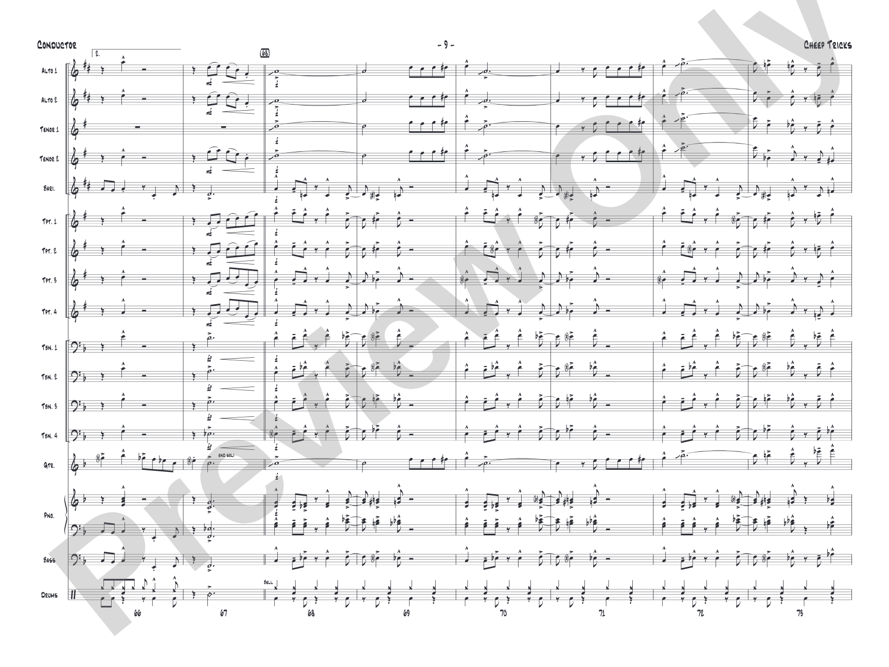 Cheep Tricks: Jazz Ensemble Conductor Score & Parts