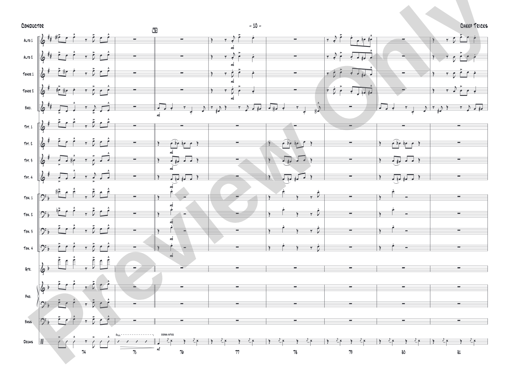 Cheep Tricks: Jazz Ensemble Conductor Score & Parts