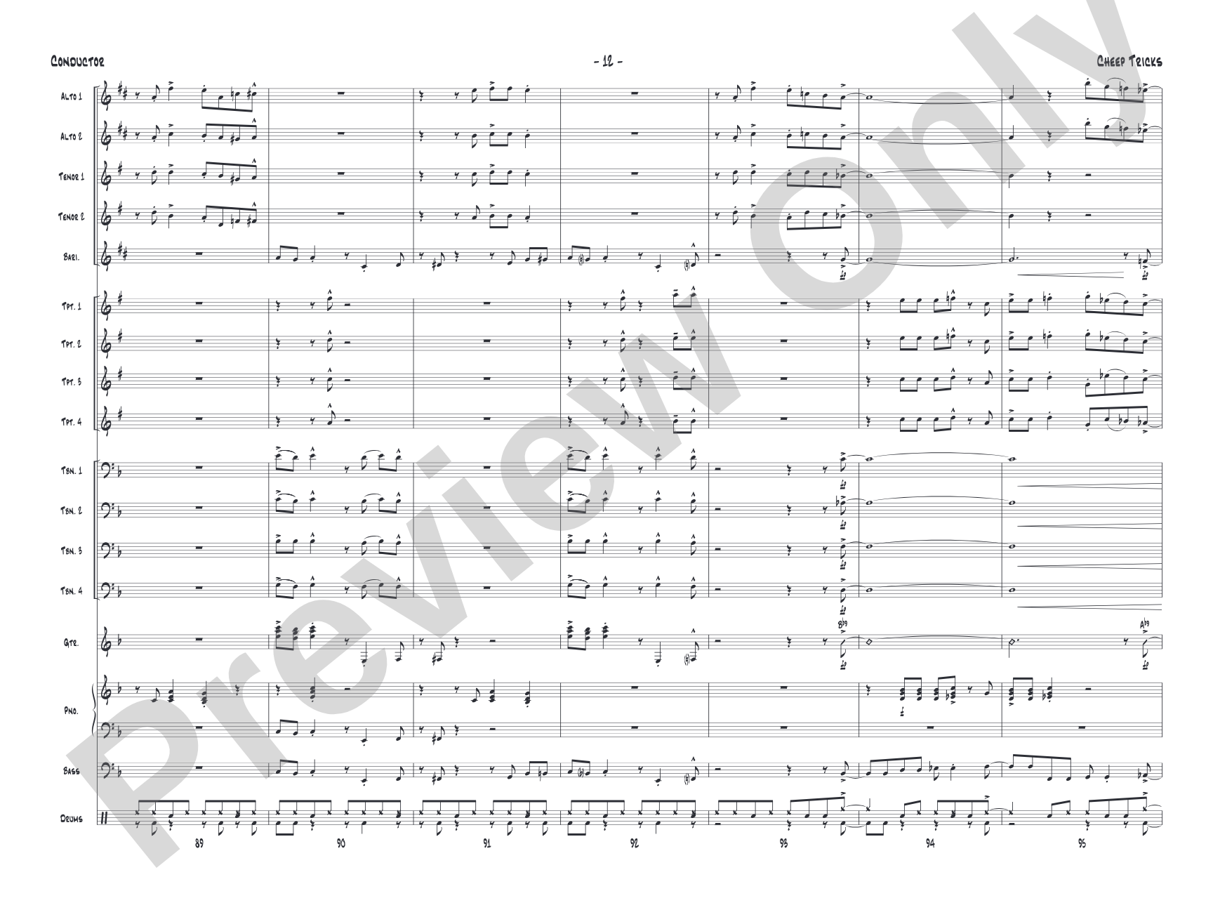 Cheep Tricks: Jazz Ensemble Conductor Score & Parts