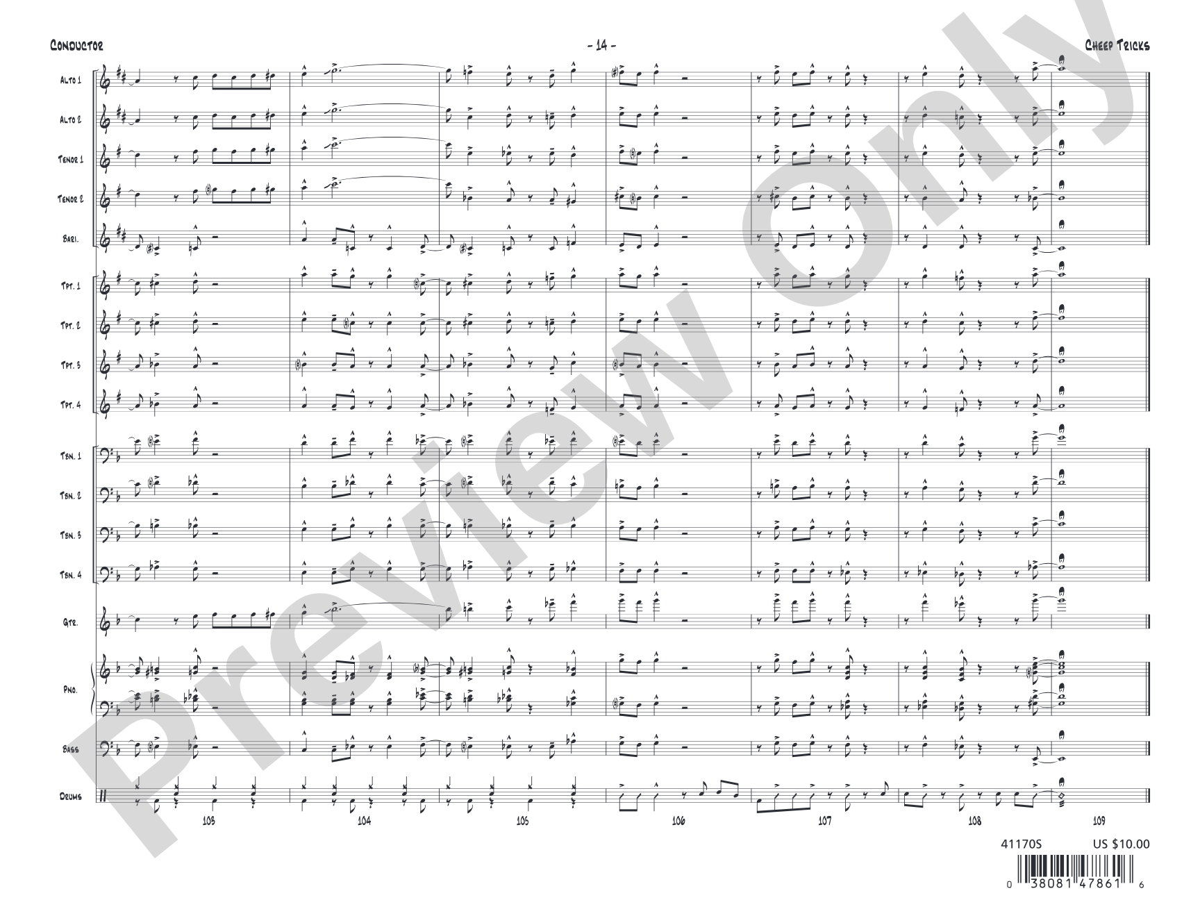 Cheep Tricks: Jazz Ensemble Conductor Score & Parts