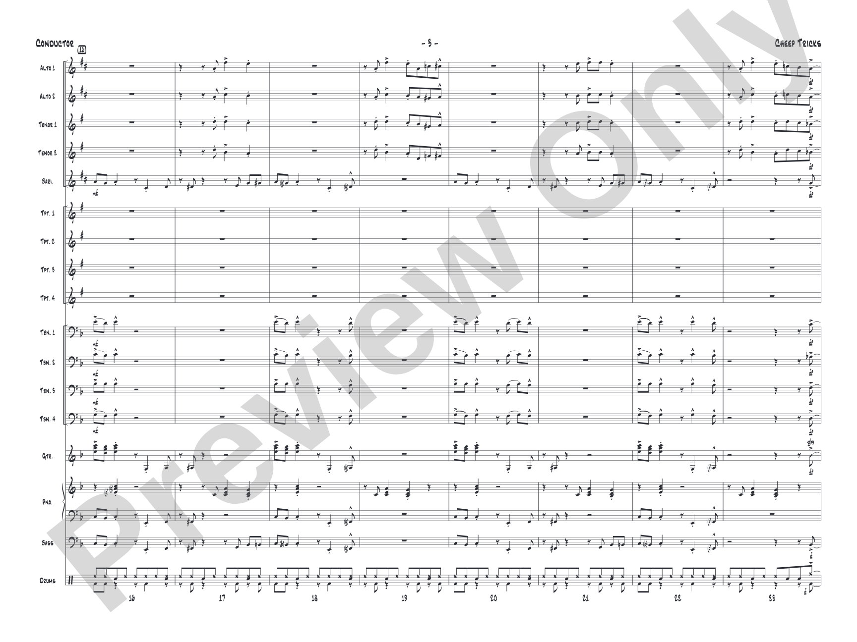 Cheep Tricks: Jazz Ensemble Conductor Score & Parts