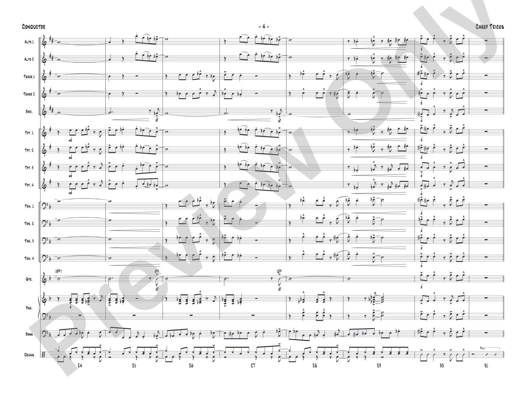 Cheep Tricks: Jazz Ensemble Conductor Score & Parts