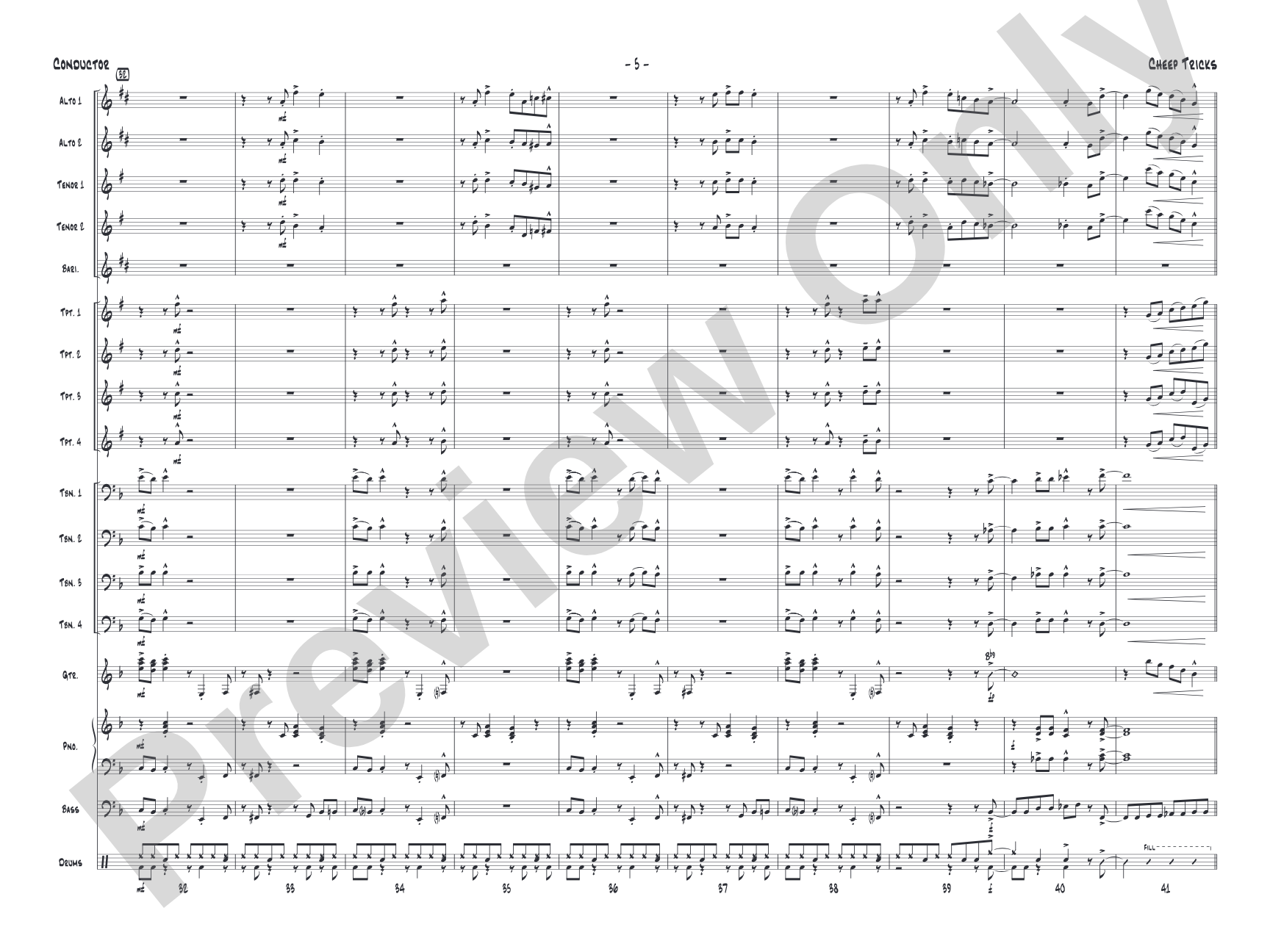 Cheep Tricks: Jazz Ensemble Conductor Score & Parts