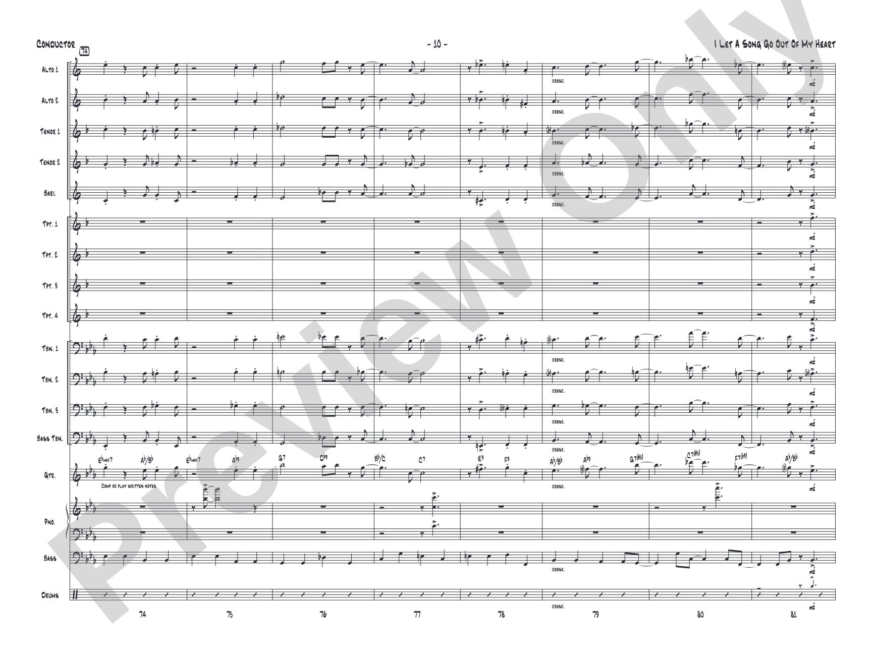 I Let a Song Go Out of My Head: Jazz Ensemble Conductor Score & Parts