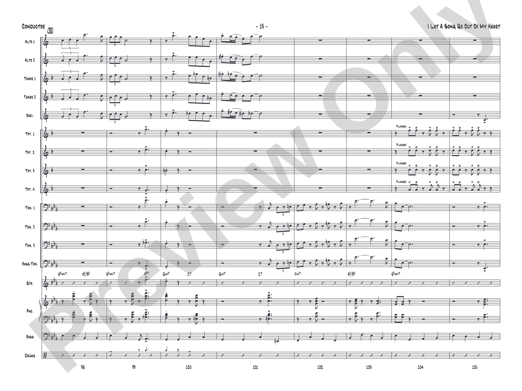 I Let a Song Go Out of My Head: Jazz Ensemble Conductor Score & Parts