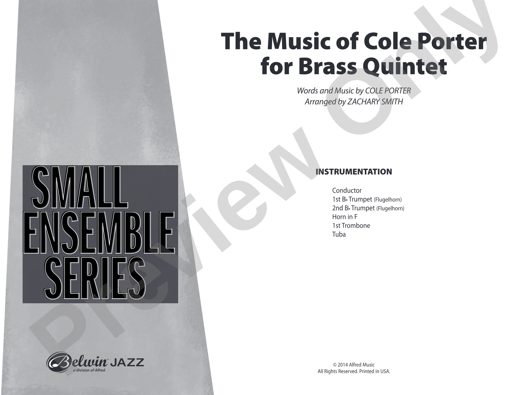 The Music of Cole Porter for Brass Quintet: Brass Quintet Conductor Score & Parts