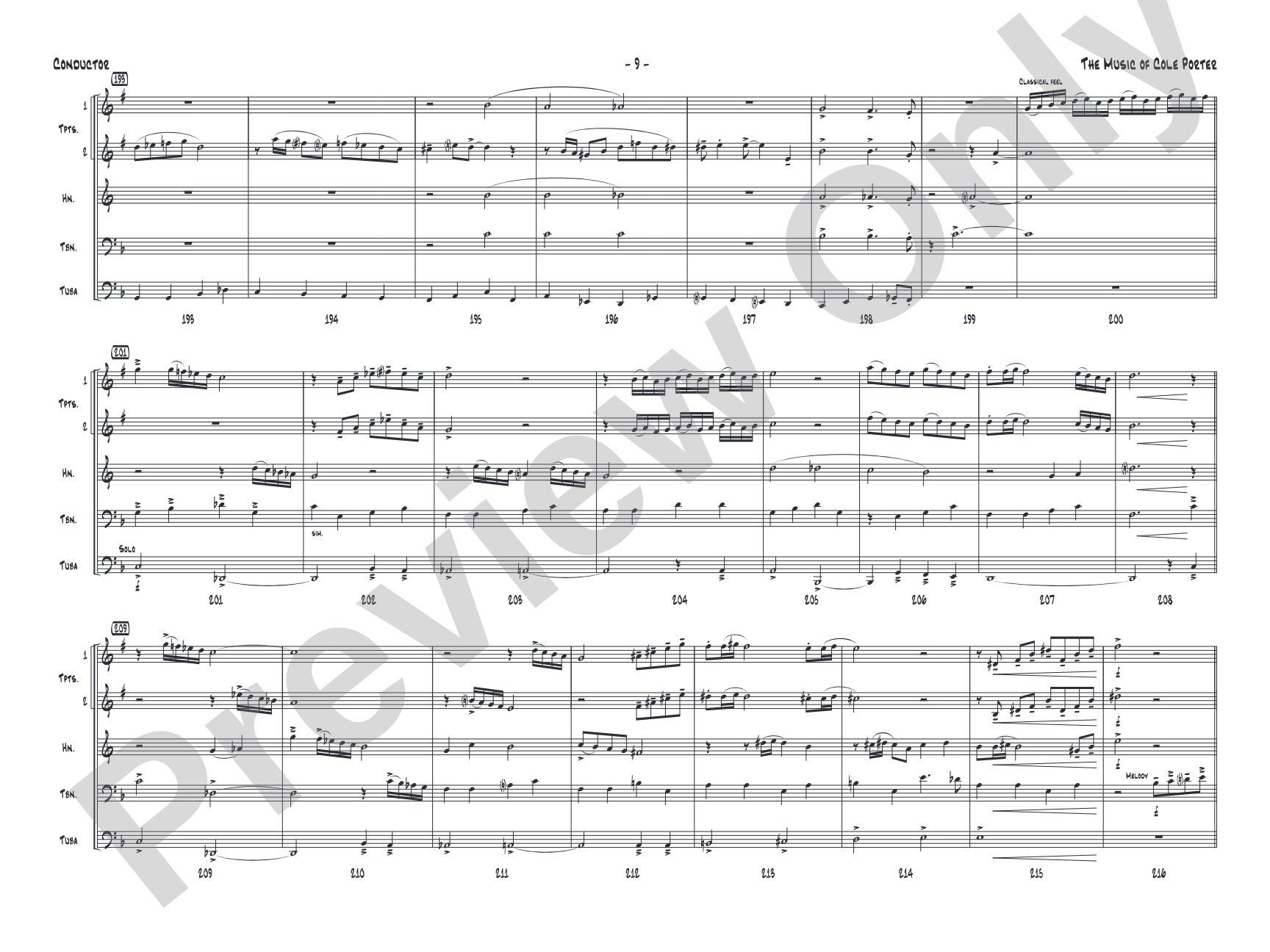 The Music of Cole Porter for Brass Quintet: Brass Quintet Conductor Score & Parts