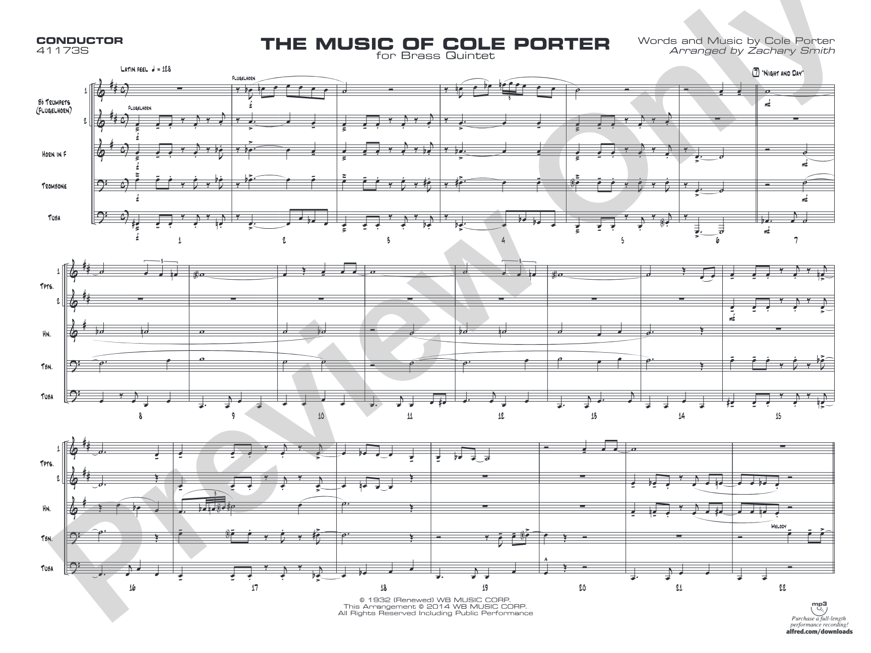 The Music of Cole Porter for Brass Quintet: Brass Quintet Conductor Score & Parts