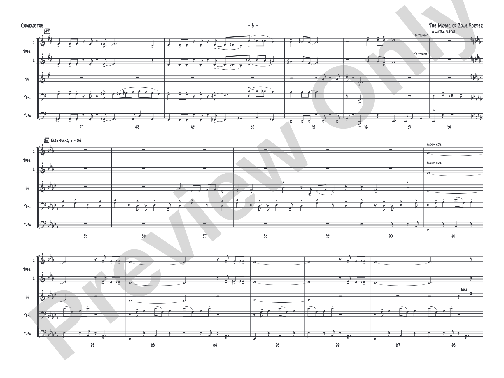 The Music of Cole Porter for Brass Quintet: Brass Quintet Conductor Score & Parts