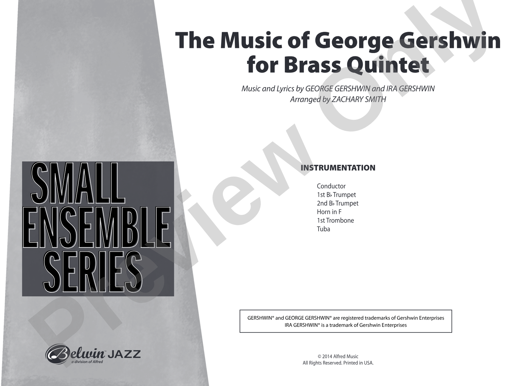 The Music of George Gershwin for Brass Quintet: Score