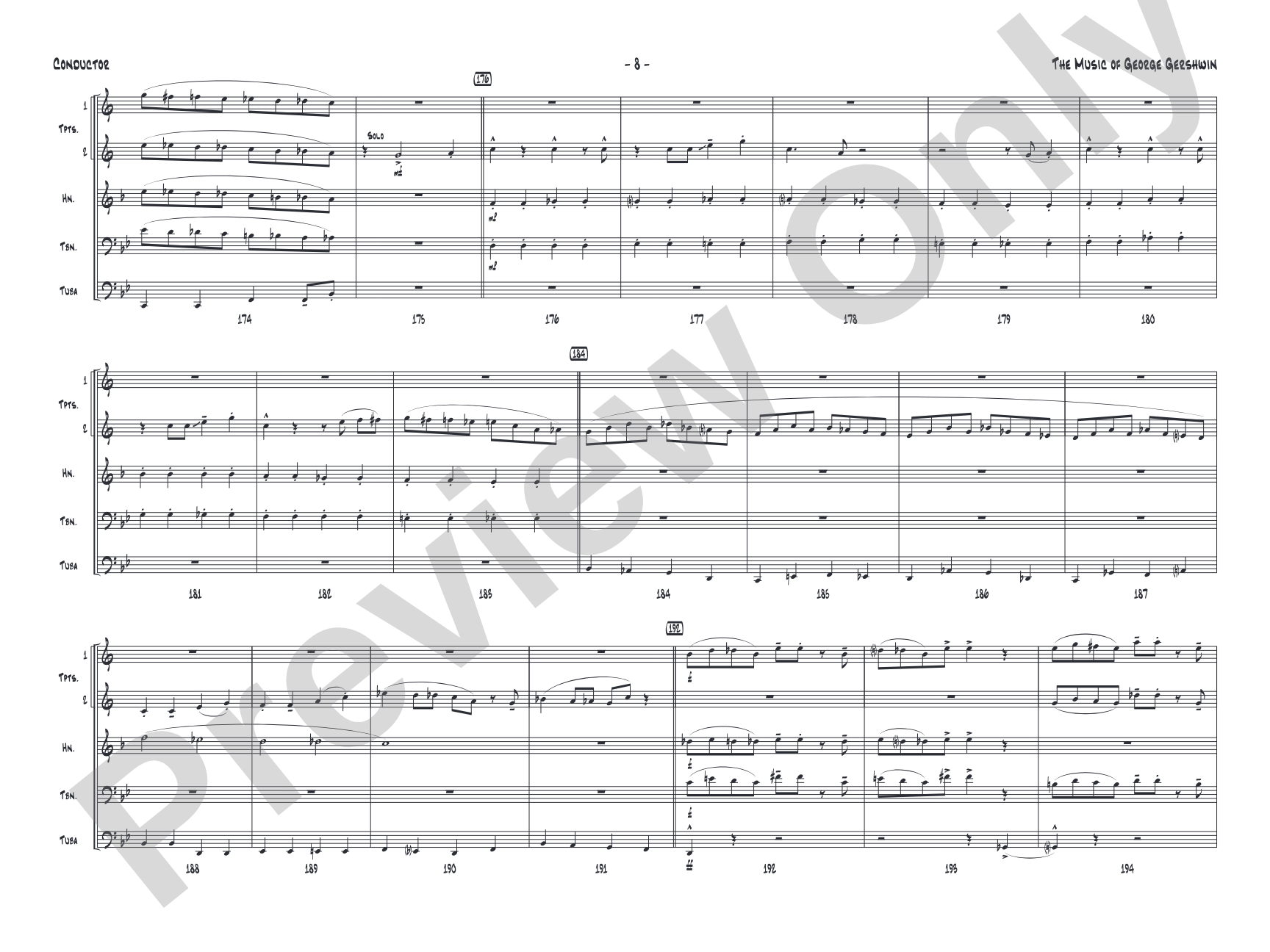 The Music of George Gershwin for Brass Quintet: Score