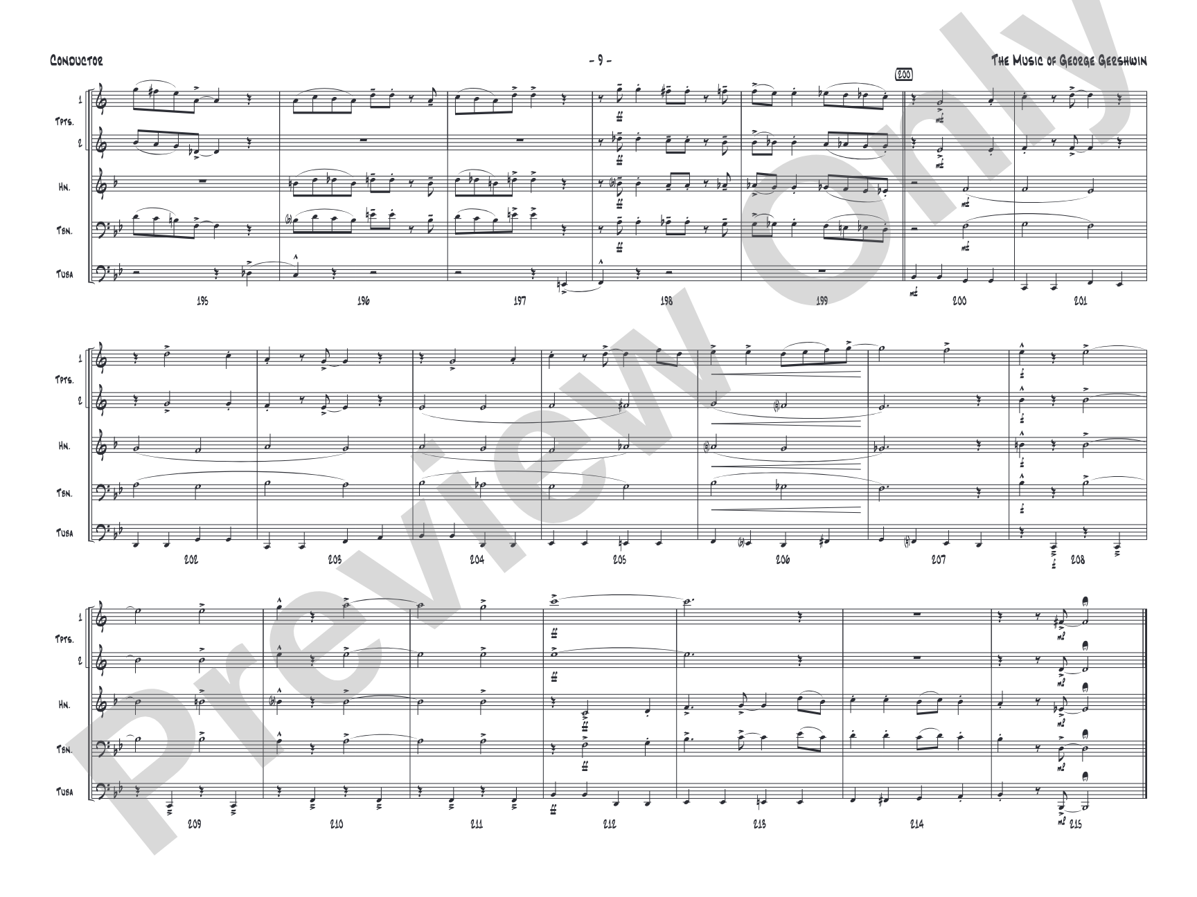 The Music of George Gershwin for Brass Quintet: Score