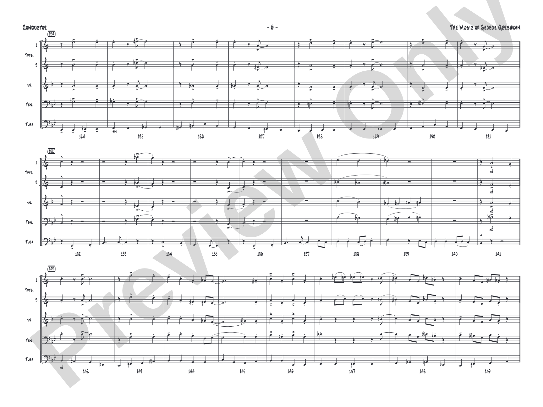 The Music of George Gershwin for Brass Quintet: Score