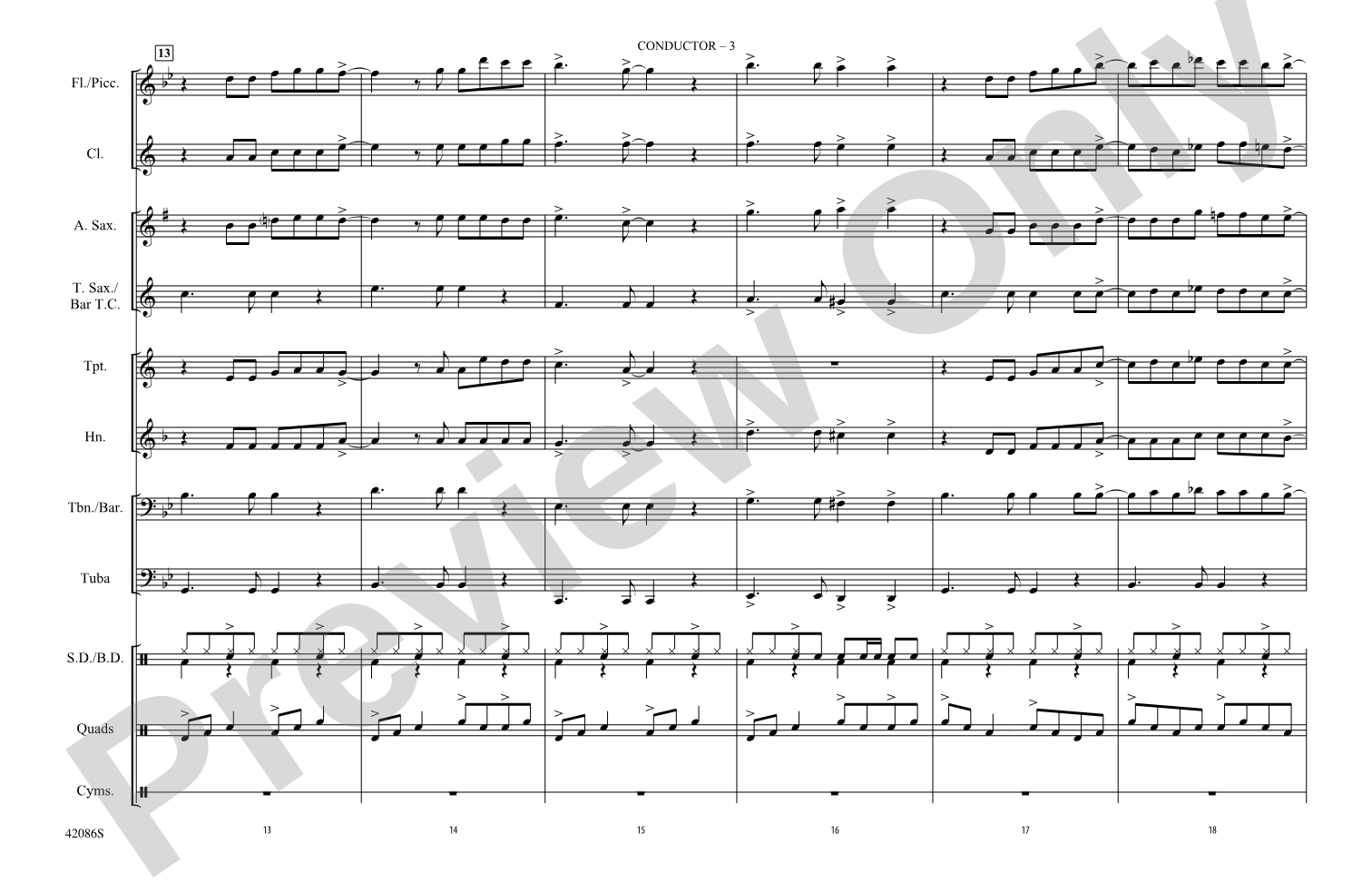 Too Close: Marching Band Conductor Score & Parts