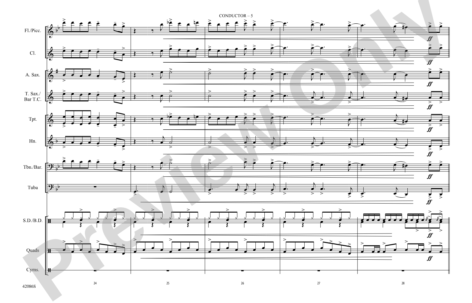 Too Close: Marching Band Conductor Score & Parts