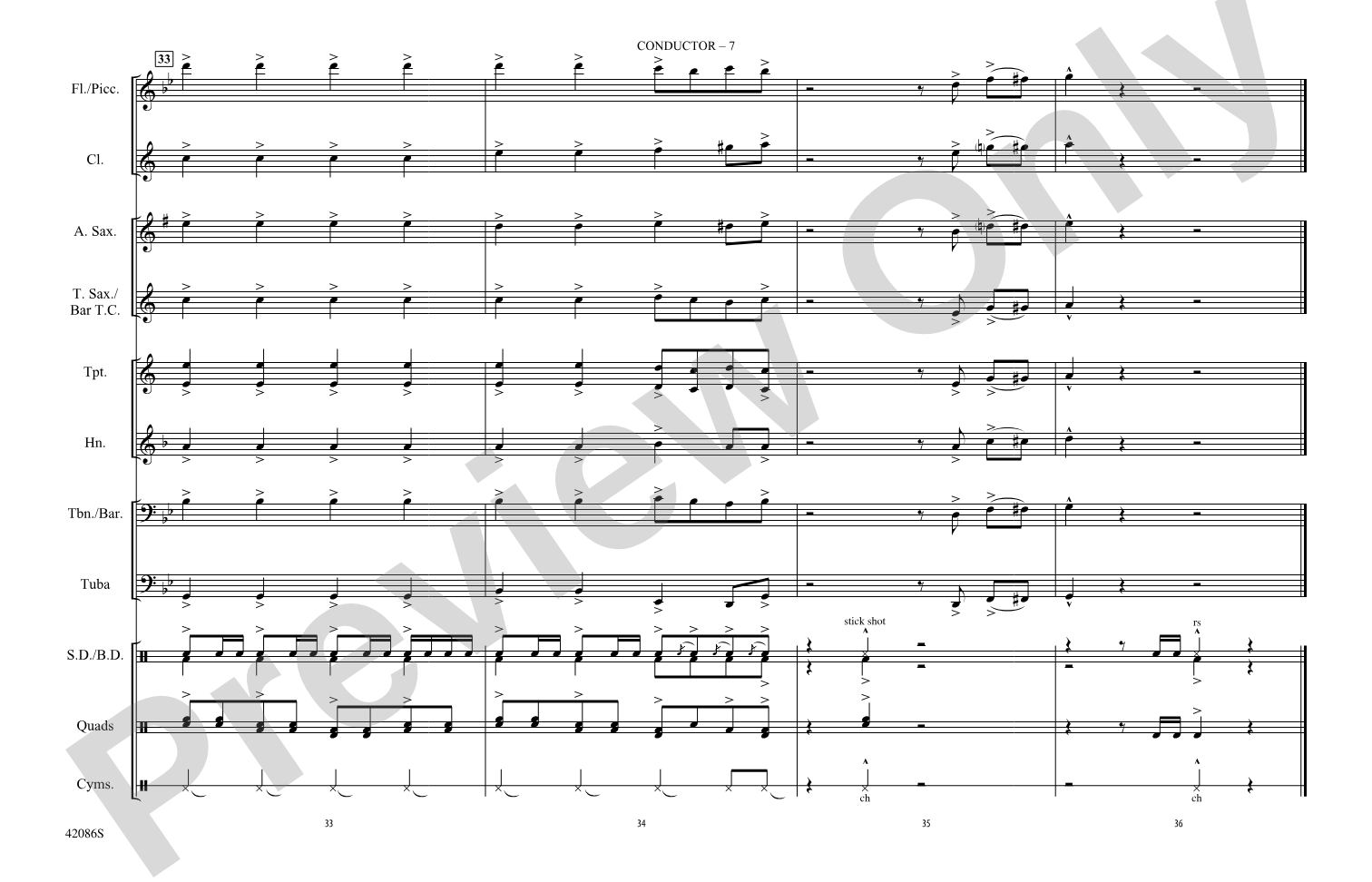 Too Close: Marching Band Conductor Score & Parts