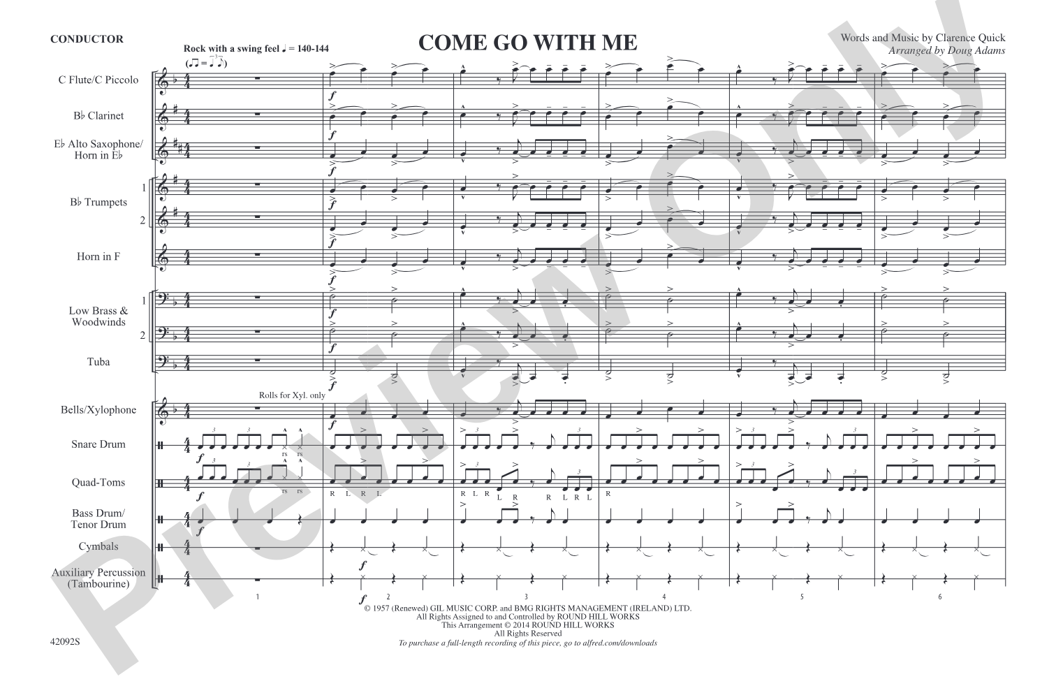 Come Go with Me: Marching Band Conductor Score & Parts