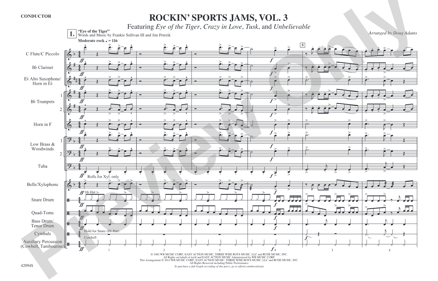 Rockin' Sports Jams, Vol. 3: Marching Band Conductor Score & Parts