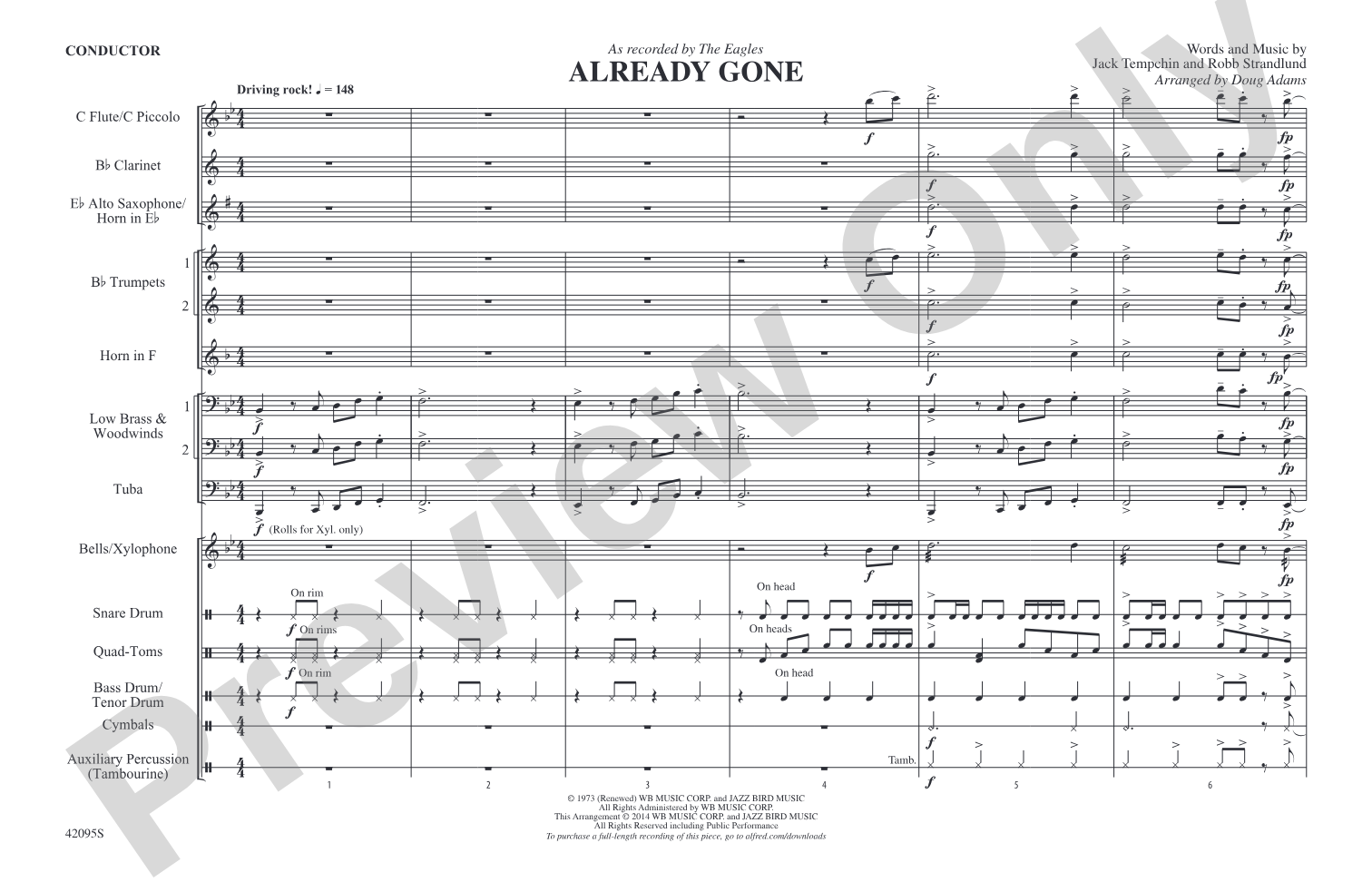 Already Gone: Marching Band Conductor Score & Parts