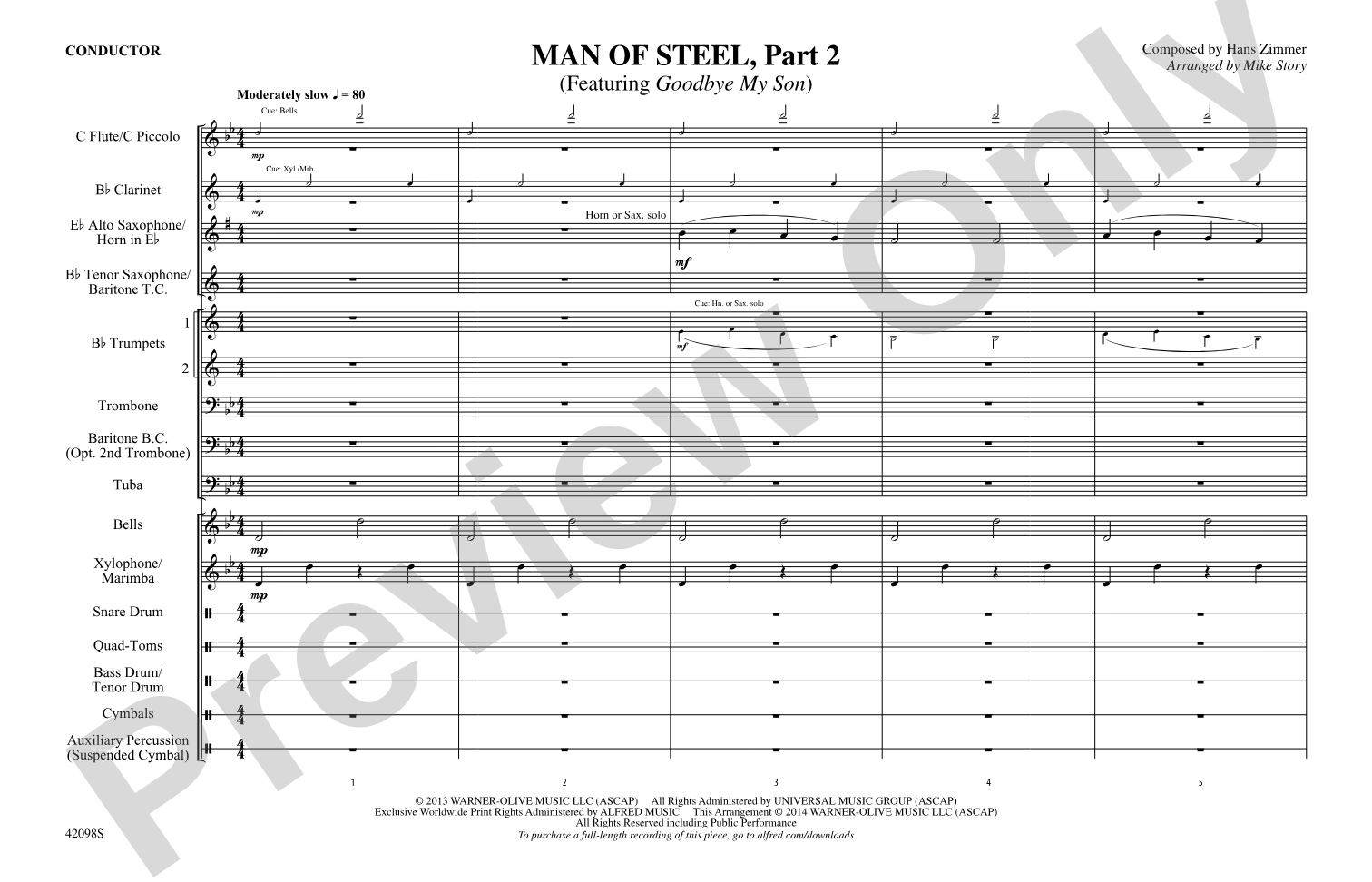 Man of Steel, Part 2: Marching Band Conductor Score & Parts