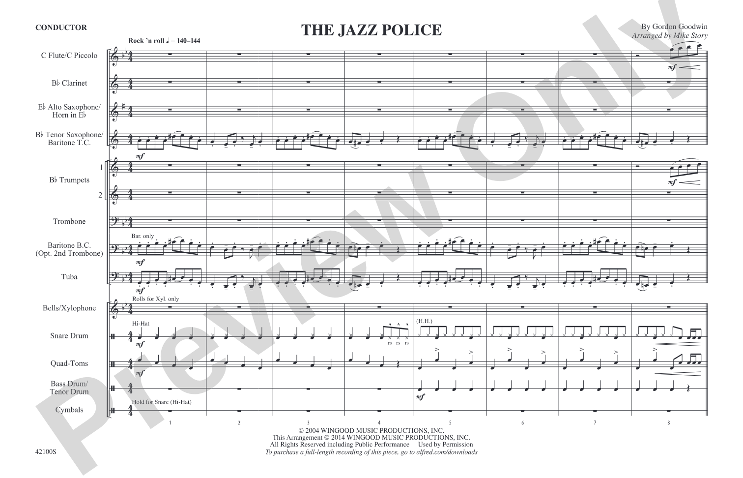 The Jazz Police: Marching Band Conductor Score & Parts