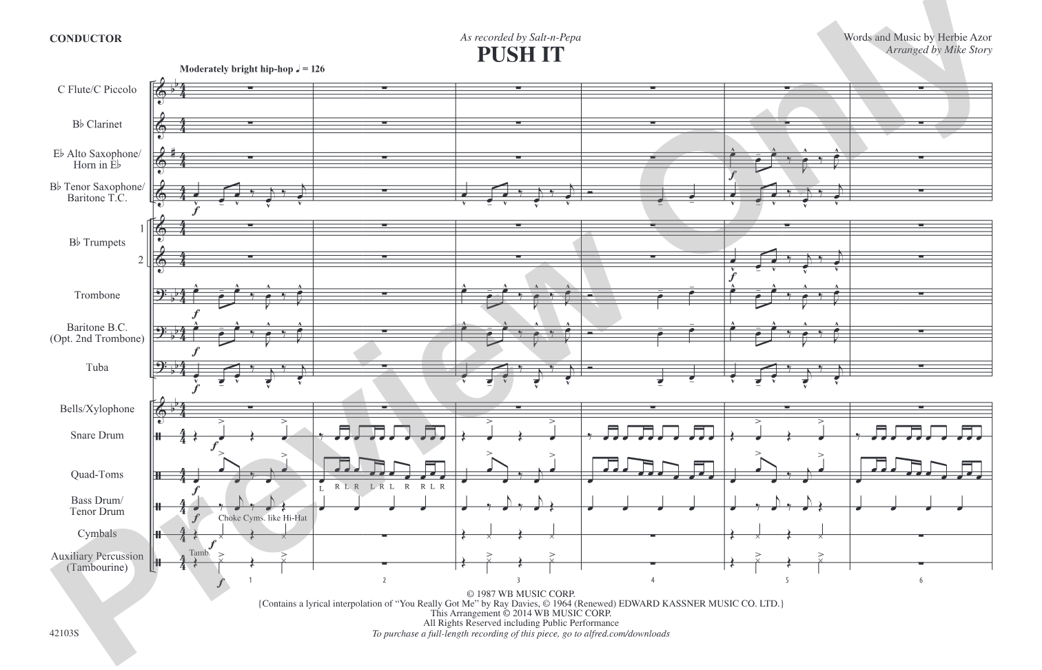 Push It: Marching Band Conductor Score & Parts