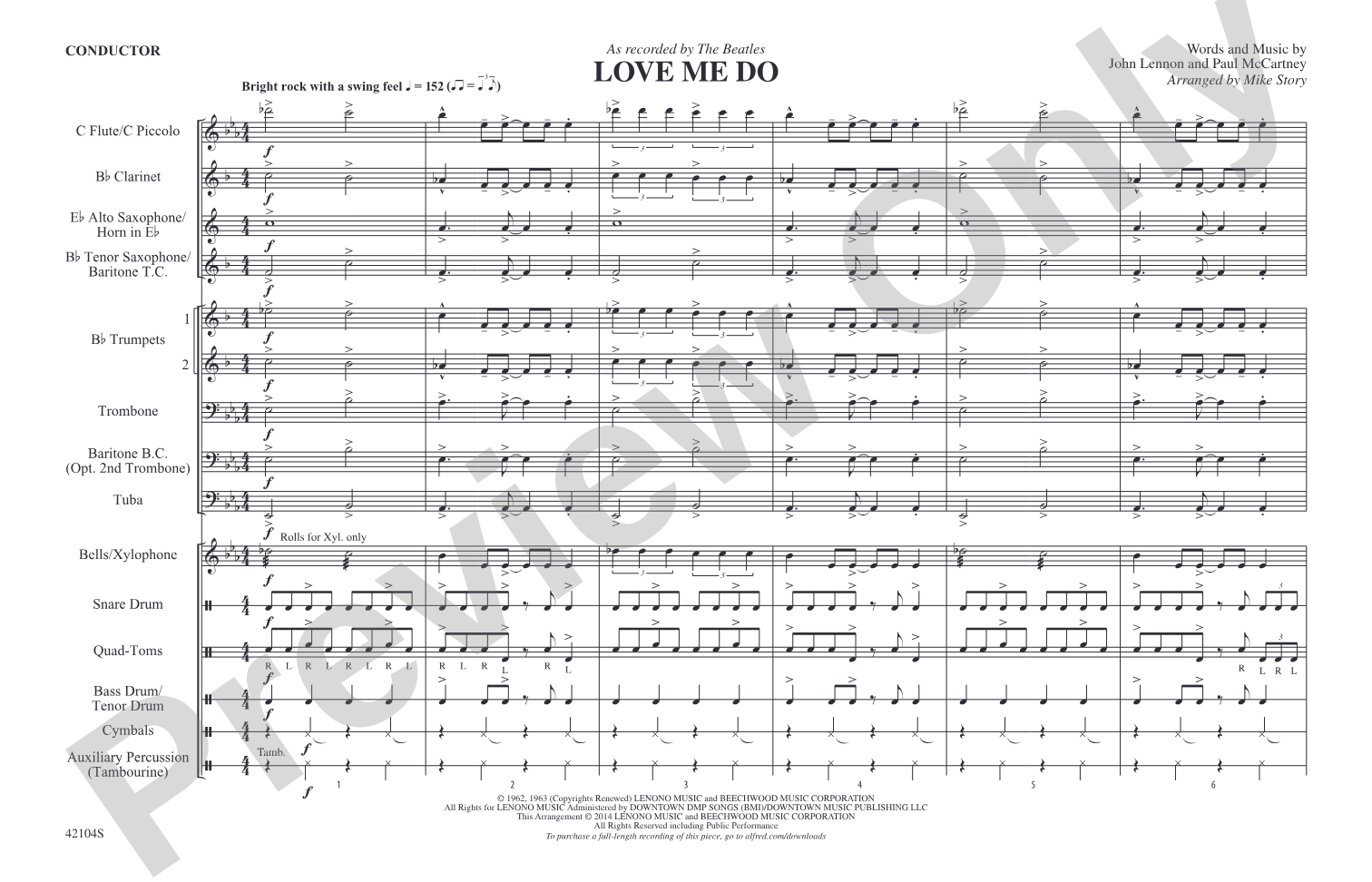 Love Me Do: Marching Band Conductor Score & Parts