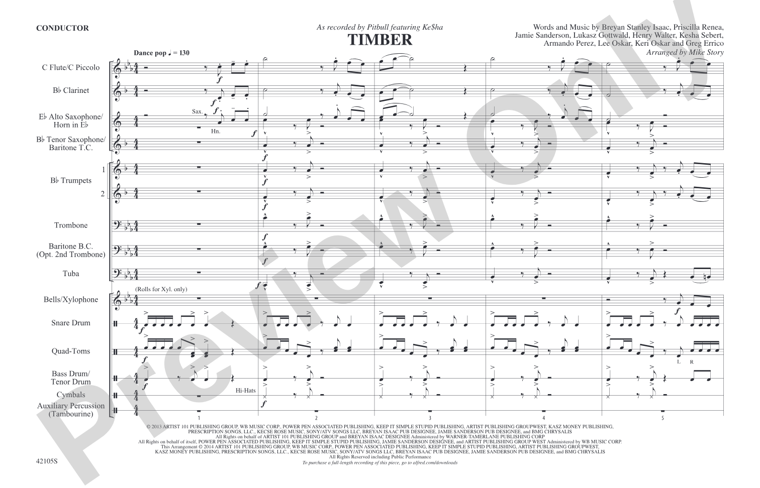 Timber: Marching Band Conductor Score & Parts