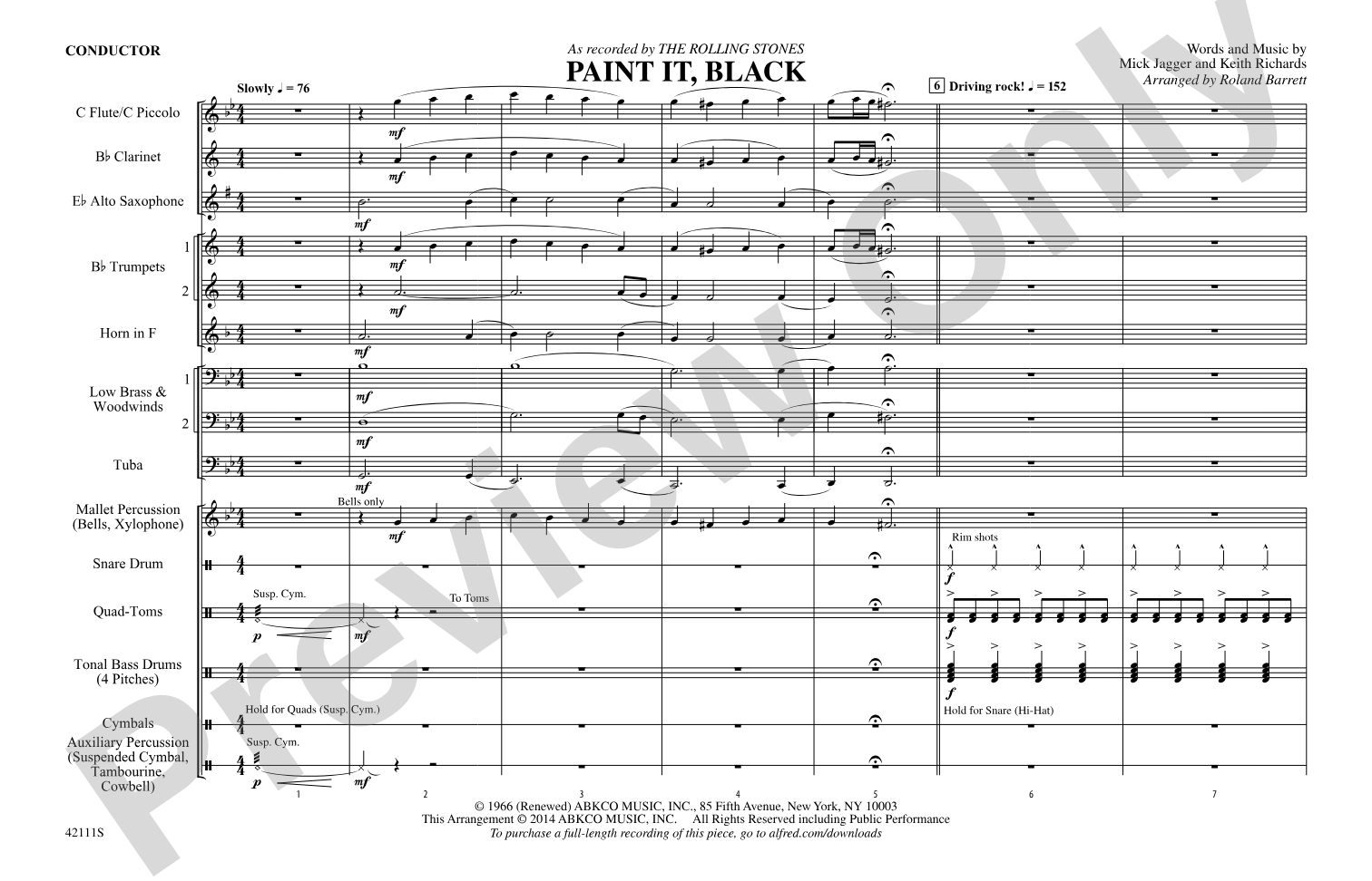 Paint It, Black: Marching Band Conductor Score & Parts