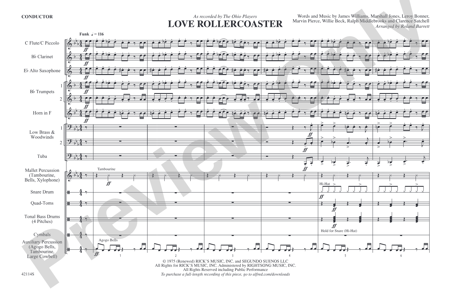 Love Rollercoaster: Marching Band Conductor Score & Parts