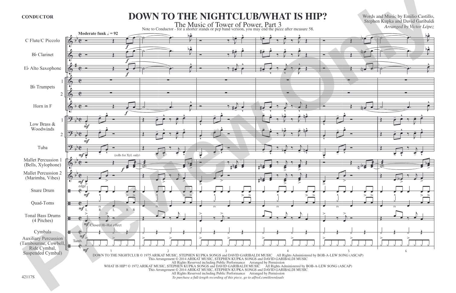 Down to the Nightclub / What Is Hip?: Marching Band Conductor Score & Parts