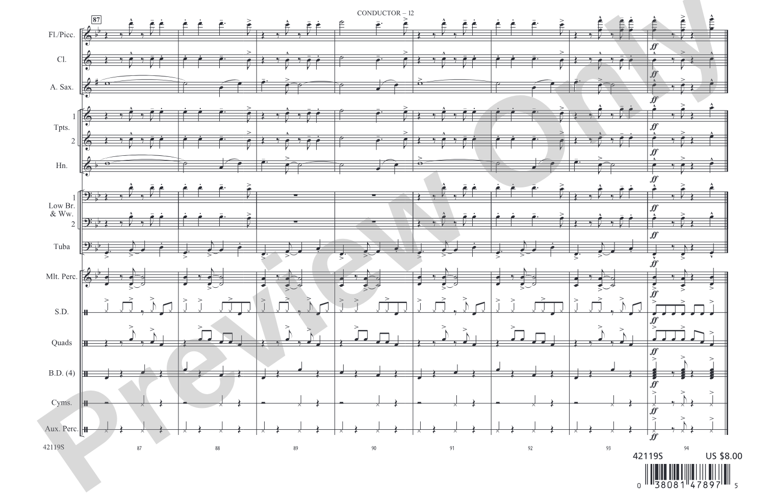 Zumba: Marching Band Conductor Score & Parts