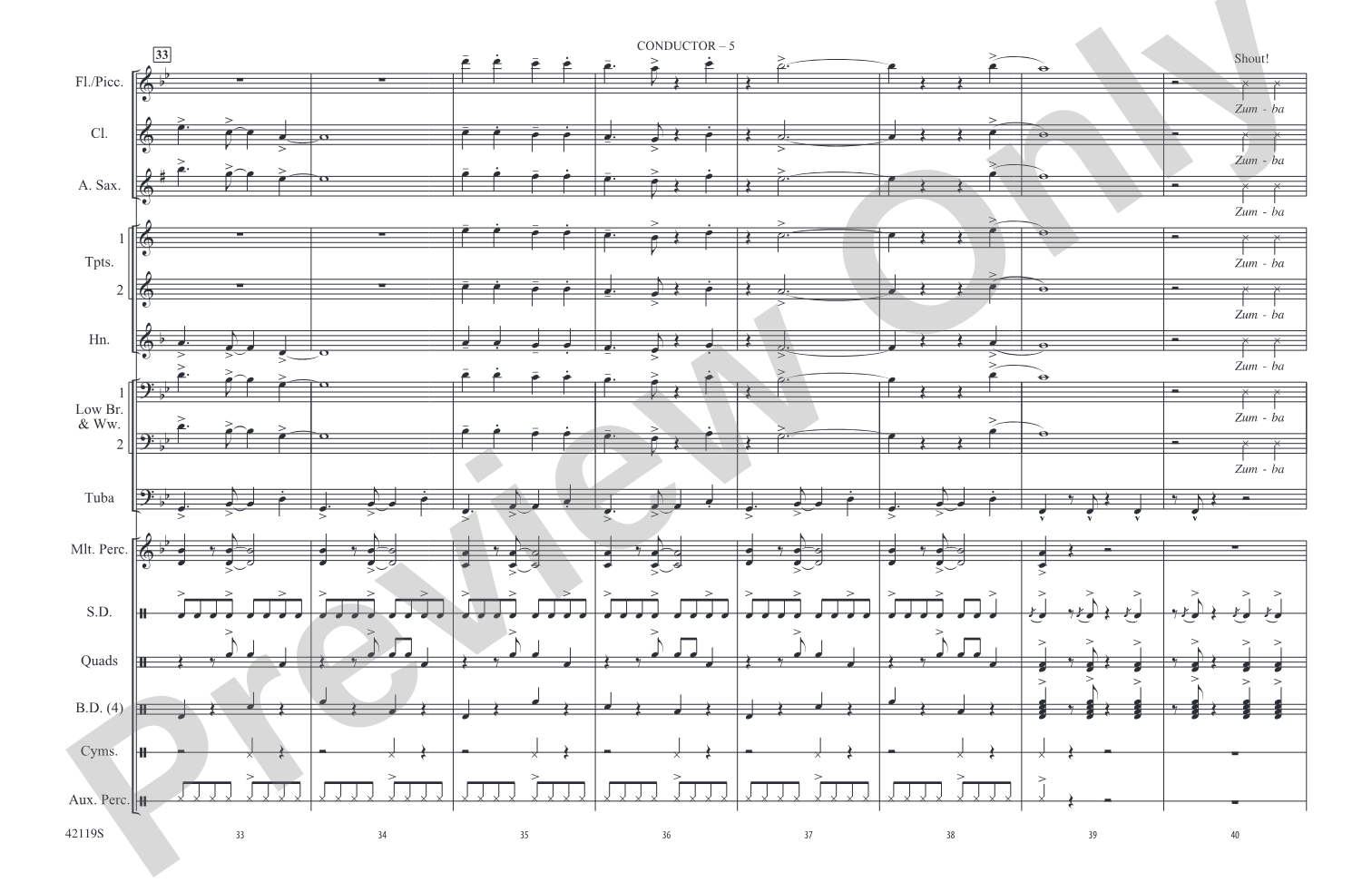 Zumba: Marching Band Conductor Score & Parts