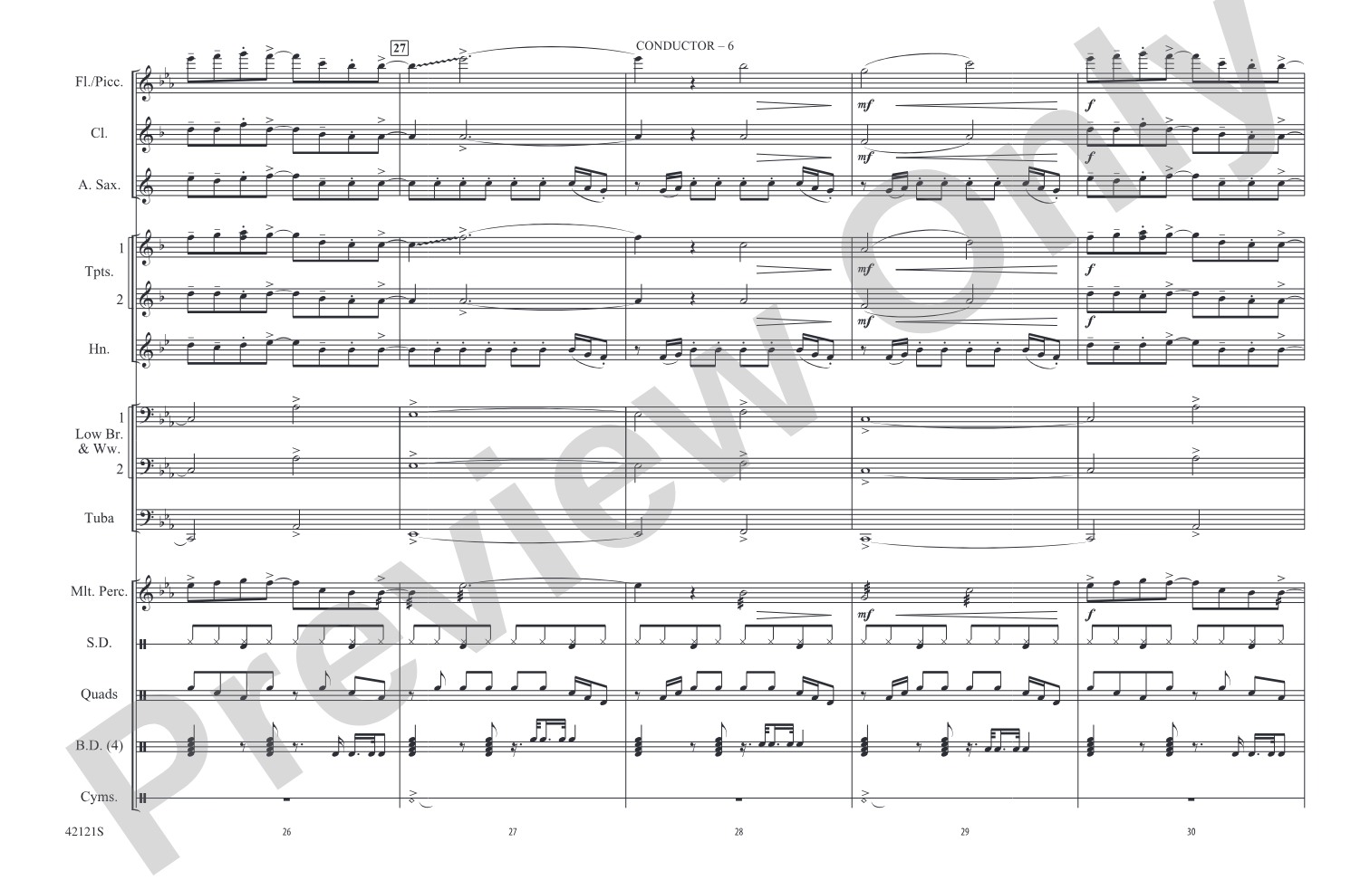 Roar: Marching Band Conductor Score & Parts