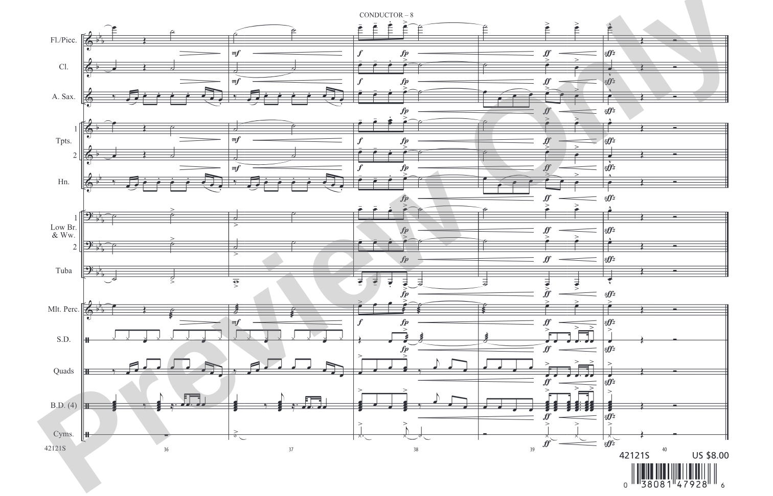 Roar: Marching Band Conductor Score & Parts